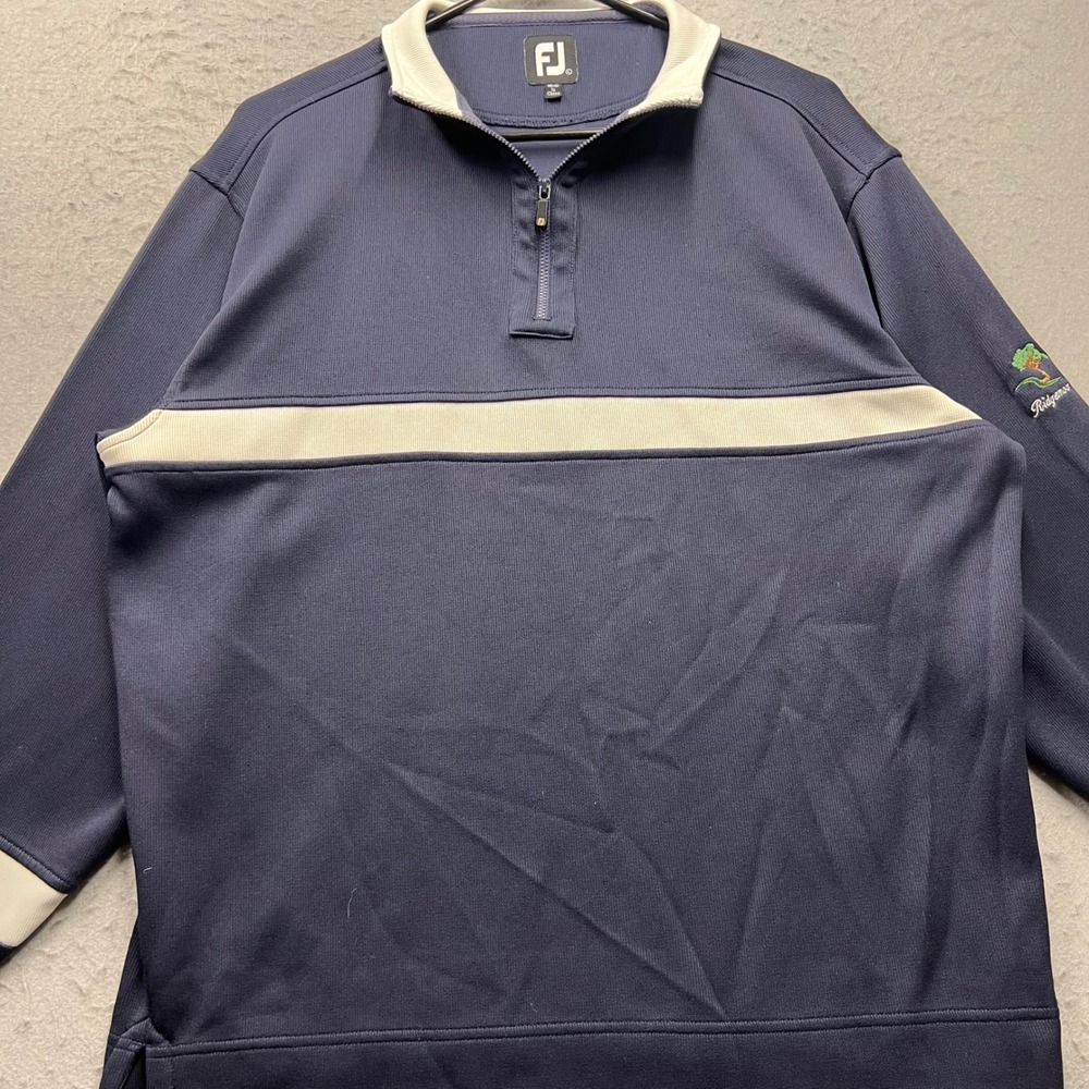 FootJoy Mens Large‎ 1/4 Zip Golf Pullover Navy Blue Ridgemoor Logo Athletic L